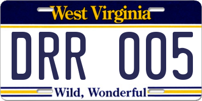 WV license plate DRR005