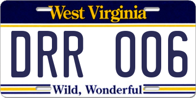 WV license plate DRR006