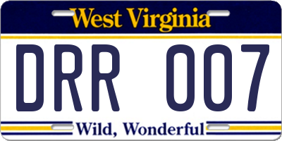 WV license plate DRR007