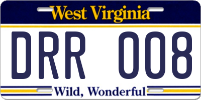 WV license plate DRR008