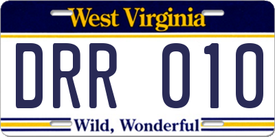 WV license plate DRR010