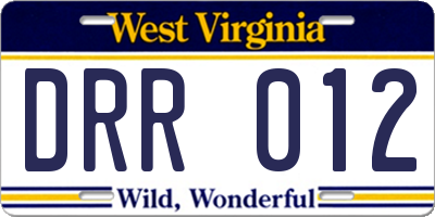 WV license plate DRR012
