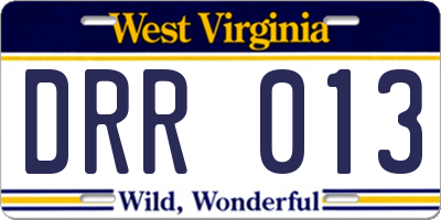 WV license plate DRR013