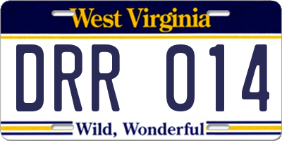 WV license plate DRR014