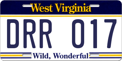 WV license plate DRR017