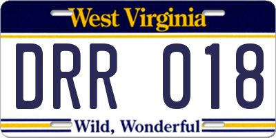 WV license plate DRR018