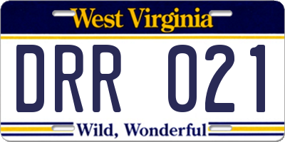 WV license plate DRR021