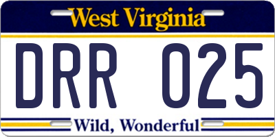 WV license plate DRR025