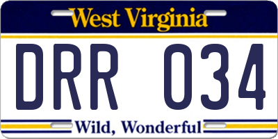WV license plate DRR034