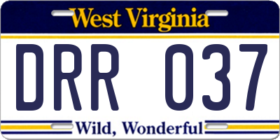 WV license plate DRR037