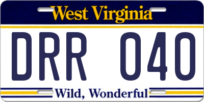WV license plate DRR040