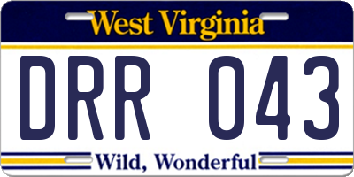 WV license plate DRR043