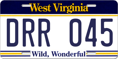 WV license plate DRR045