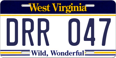WV license plate DRR047