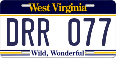 WV license plate DRR077