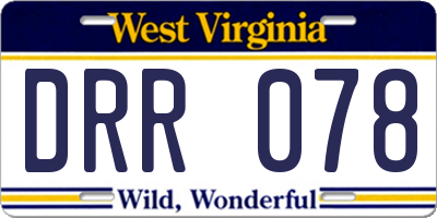 WV license plate DRR078