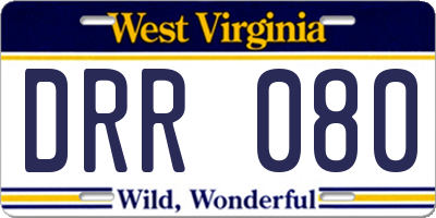 WV license plate DRR080