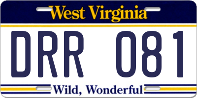 WV license plate DRR081