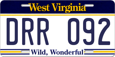WV license plate DRR092