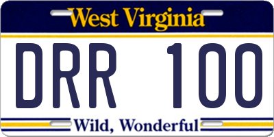 WV license plate DRR100