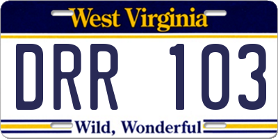WV license plate DRR103