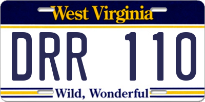 WV license plate DRR110