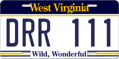 WV license plate DRR111