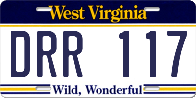 WV license plate DRR117