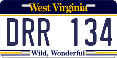 WV license plate DRR134