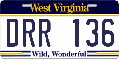 WV license plate DRR136