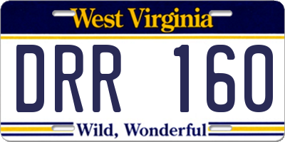 WV license plate DRR160