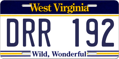 WV license plate DRR192