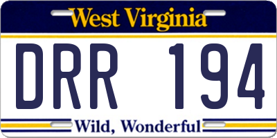 WV license plate DRR194