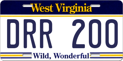 WV license plate DRR200