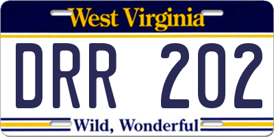 WV license plate DRR202