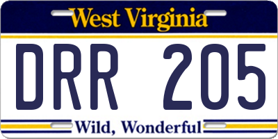 WV license plate DRR205