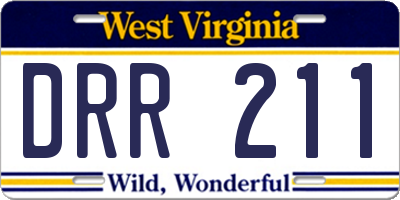WV license plate DRR211