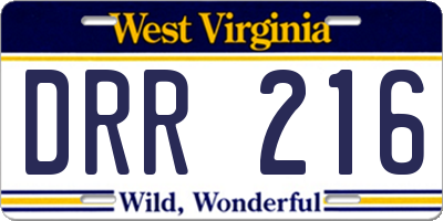 WV license plate DRR216