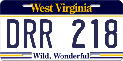 WV license plate DRR218