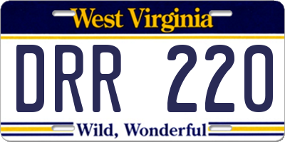 WV license plate DRR220