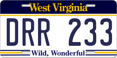 WV license plate DRR233