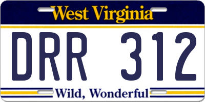 WV license plate DRR312