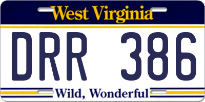 WV license plate DRR386