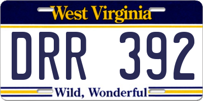 WV license plate DRR392