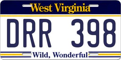WV license plate DRR398