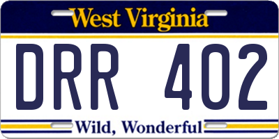 WV license plate DRR402