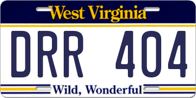 WV license plate DRR404