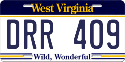 WV license plate DRR409
