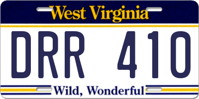WV license plate DRR410