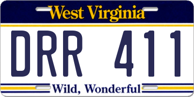 WV license plate DRR411